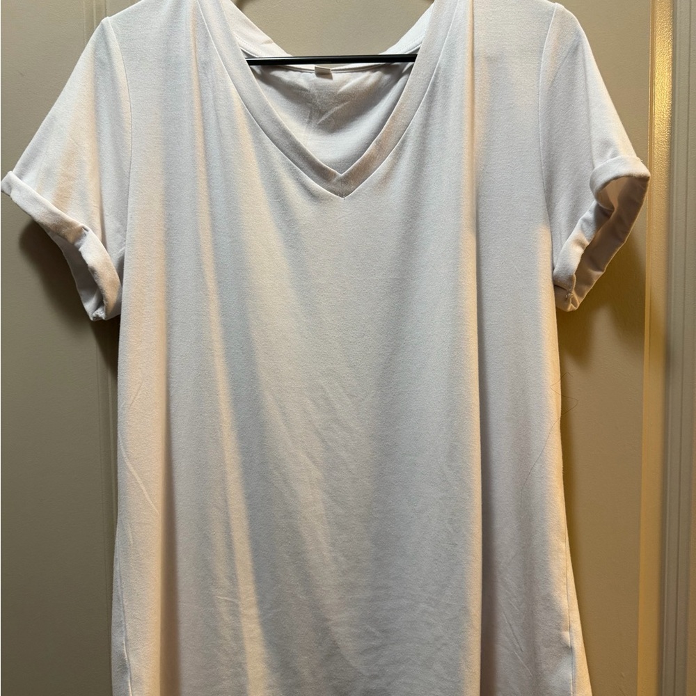 Classic White V-Neck Women's Top